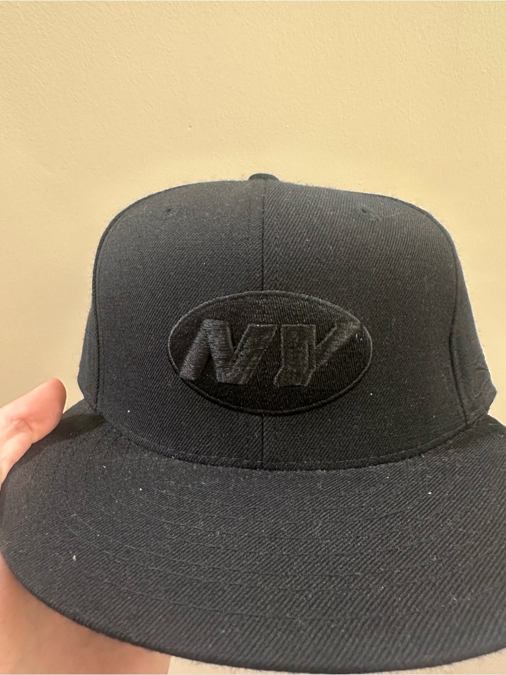 All-Black 'NY' Logo Snapback Hat jets 7 1/2 Joe Namath hat